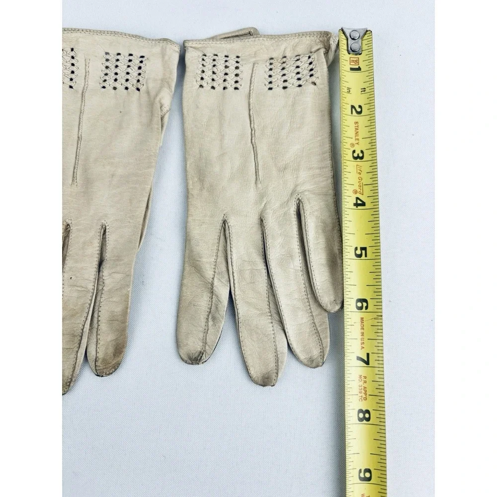 Vintage Madova White Kid Leather Women's Gloves Size‎ 6.5 Florence Italy